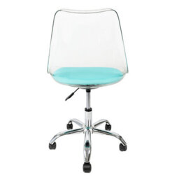 Fusion Living Soho Clear Plastic Dining Chair With Swivel Base Aqua - thumbnail 5