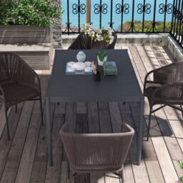 Outsunny 145Cm Garden Table With Slatted Aluminium Top, Steel Legs, Dark Grey - thumbnail 9