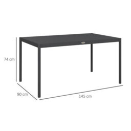Outsunny 145Cm Garden Table With Slatted Aluminium Top, Steel Legs, Dark Grey - thumbnail 3