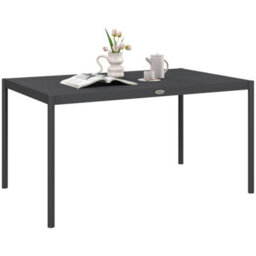 Outsunny 145Cm Garden Table With Slatted Aluminium Top, Steel Legs, Dark Grey - thumbnail 2
