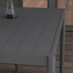 Outsunny 145Cm Garden Table With Slatted Aluminium Top, Steel Legs, Dark Grey - thumbnail 7