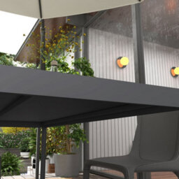 Outsunny 145Cm Garden Table With Slatted Aluminium Top, Steel Legs, Dark Grey - thumbnail 6