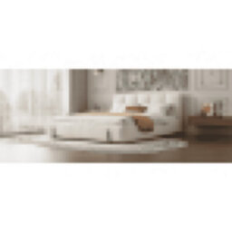 Matteo White Upholstered 4Ft6 Double Bed With Plush Velvet Headboard - Durable & Sturdy Frame For Adults & Teens - thumbnail 4