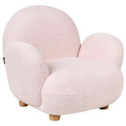 Wyld And Coco Kids Armchair Pastel Pink Boucle Upholstery With Rubberwood Legs - Child-Sized (W64 X D55 X H55Cm) - thumbnail 4