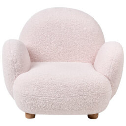 Wyld And Coco Kids Armchair Pastel Pink Boucle Upholstery With Rubberwood Legs - Child-Sized (W64 X D55 X H55Cm) - thumbnail 1