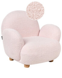 Wyld And Coco Kids Armchair Pastel Pink Boucle Upholstery With Rubberwood Legs - Child-Sized (W64 X D55 X H55Cm) - thumbnail 3