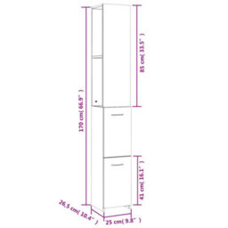 Walplus Bathroom Cabinet Grey Sonoma 25X26.5X170 Cm Engineered Wood - thumbnail 8