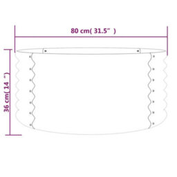 Berkfield Durable Garden Planter Powder-Coated Steel 80X80X36 Cm Silver - thumbnail 4