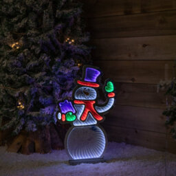 Samuel Alexander 56Cm Infinity Light Up Standing Snowman Christmas Decoration With Multi Coloured Leds On Metal Base - thumbnail 8