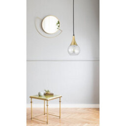 Luminosa Lighting Luminosa Lacrima Slim Pendant Ceiling Light Black, Gold Transparent Glass Shade 1X E27 - thumbnail 3