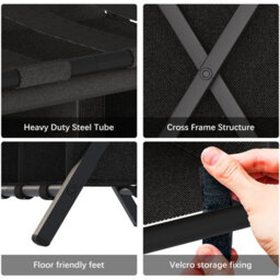 Huhote Two Tier Metal Folding Luggage Rack Stand With Storage 2 X Black Suitcase Stands For Home Hotel Suitcase Holders - thumbnail 9