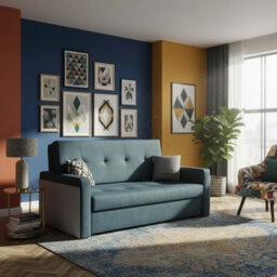 Viva Mel Iii Living Room Sofa Bed Has Wave Springs Wooden Legs Wooden Frame Storage Bedding 160X98X86Cm Graphite And Grey - thumbnail 1