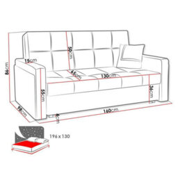 Viva Mel Iii Living Room Sofa Bed Has Wave Springs Wooden Legs Wooden Frame Storage Bedding 160X98X86Cm Graphite And Grey - thumbnail 5