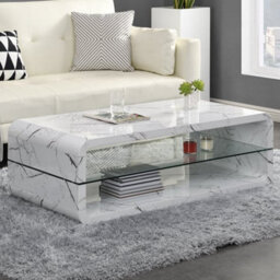 Furniture in Fashion Xono High Gloss Coffee Table With Shelf In Vida Marble Effect - thumbnail 1