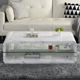 Furniture in Fashion Xono High Gloss Coffee Table With Shelf In Vida Marble Effect - thumbnail 2