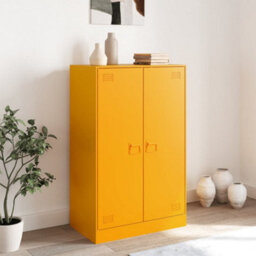 Berkfield Sideboard Mustard Yellow 67X39X107 Cm Steel - thumbnail 3