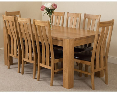 That's Furniture Kuba 180 X 90 Cm Chunky Oak Dining Table And 8 Chairs Dining Set With Princeton Chairs - image 1