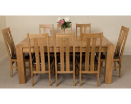 That's Furniture Kuba 180 X 90 Cm Chunky Oak Dining Table And 8 Chairs Dining Set With Princeton Chairs - thumbnail 2