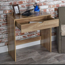 Urbn-Living Urbnliving Height 75Cm 1 Drawer Dressing Oak Colour Table Wooden Vanity Computer Desk Bedroom Furniture Office New - thumbnail 2
