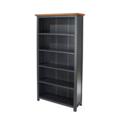Core Products Dunkeld Midnight Blue Tall Bookcase With Wooden Top, H180.0Cm X W90.0Cm X D30.0Cm