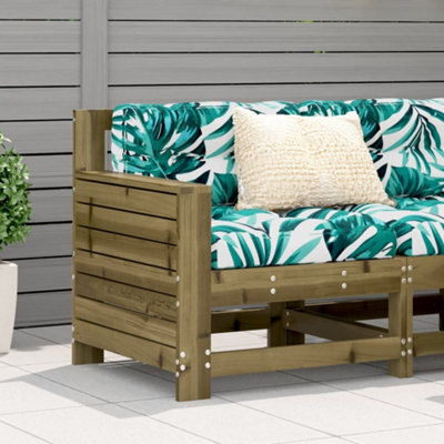 Berkfield Garden Armrest Sofa With Cushion Impregnated Wood Pine - image 1