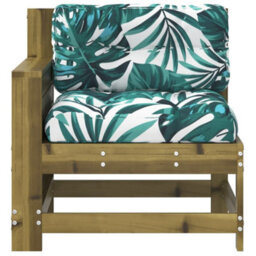 Berkfield Garden Armrest Sofa With Cushion Impregnated Wood Pine - thumbnail 4