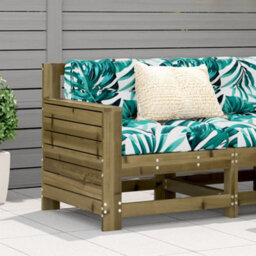 Berkfield Garden Armrest Sofa With Cushion Impregnated Wood Pine
