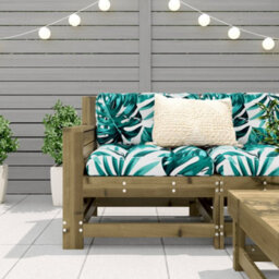Berkfield Garden Armrest Sofa With Cushion Impregnated Wood Pine - thumbnail 3