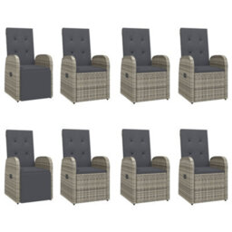 Berkfield 9 Piece Garden Dining Set Grey Poly Rattan&solid Wood Acacia - thumbnail 4