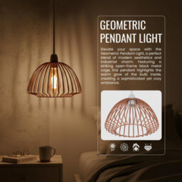 2 Pack Rose Gold Vase Cage Pendant Lamp Shades Modern Black Metal Ceiling & Bedside Lighting - thumbnail 5