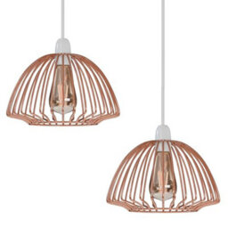 2 Pack Rose Gold Vase Cage Pendant Lamp Shades Modern Black Metal Ceiling & Bedside Lighting