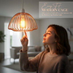 2 Pack Rose Gold Vase Cage Pendant Lamp Shades Modern Black Metal Ceiling & Bedside Lighting - thumbnail 2