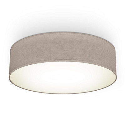 B.k.licht Taupe Grey Fabric Shade Ceiling Light 2Xe27 Lamp (Dia)38Cm - image 1