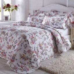 Just So Home Quilted Bedspread Set Printed Wild Flower Lilac/pink (King)