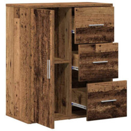Berkfield Sideboard With Drawer Old Wood 60 X 31 X 70 Cm Engineered Wood - thumbnail 5