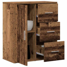 Berkfield Sideboard With Drawer Old Wood 60 X 31 X 70 Cm Engineered Wood - thumbnail 3