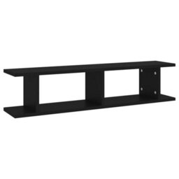 Berkfield Wall Shelf 2 Pcs Black 90X18X20 Cm Engineered Wood - thumbnail 4