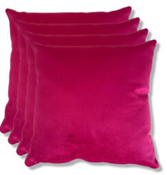 Beautiful Beanbags Set Of 4 Plush Velvet Scatter Cushions Complete With Cushion Pads Furniture Cushions With Inserts 4 Plush Velvet Cushions -Magenta
