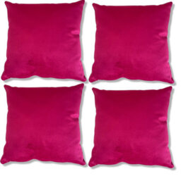 Beautiful Beanbags Set Of 4 Plush Velvet Scatter Cushions Complete With Cushion Pads Furniture Cushions With Inserts 4 Plush Velvet Cushions -Magenta - thumbnail 2