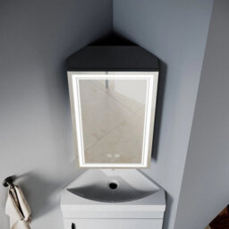 Bathroom Mirror Cabinet With Demister Shaver Socket 3 Led Lights Corner Storage - thumbnail 5