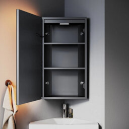 Bathroom Mirror Cabinet With Demister Shaver Socket 3 Led Lights Corner Storage - thumbnail 2