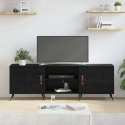 Berkfield Tv Cabinet Black Oak 150 X 30 X 50 Cm Engineered Wood - thumbnail 4