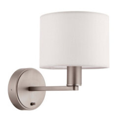 Anson Lighting Donovan Nickel Plate And Vintage White Faux Silk Shade 1 Light Wall Light - thumbnail 2