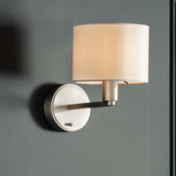 Anson Lighting Donovan Nickel Plate And Vintage White Faux Silk Shade 1 Light Wall Light - thumbnail 7