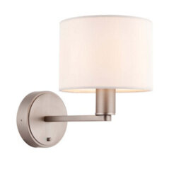 Luminosa Lighting Luminosa Daley 1 Light Indoor Wall Light Matt Nickel Plate, Vintage White Faux Silk, E14
