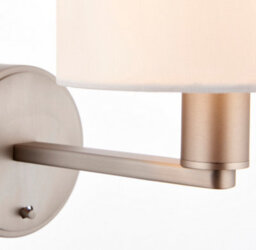 Anson Lighting Donovan Nickel Plate And Vintage White Faux Silk Shade 1 Light Wall Light - thumbnail 4