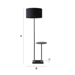 Valuelights Tavel Matte Black Floor Lamp With Table And Black Shade - thumbnail 9