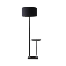 Valuelights Tavel Matte Black Floor Lamp With Table And Black Shade - thumbnail 8