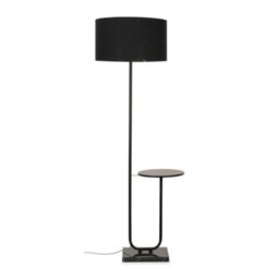Valuelights Tavel Matte Black Floor Lamp With Table And Black Shade - thumbnail 1