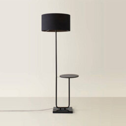 Valuelights Tavel Matte Black Floor Lamp With Table And Black Shade - thumbnail 4